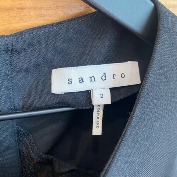 Sandro Black Dress With Lace Detail on Back, Size 2 - Picture 3 of 9